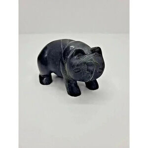 Vintage Carved Black Onyx Panda Statue Figurine Shelf Sitter Paperweight